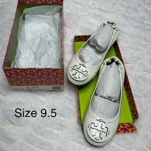 Tory Burch White Patent Reva Ballet Flats